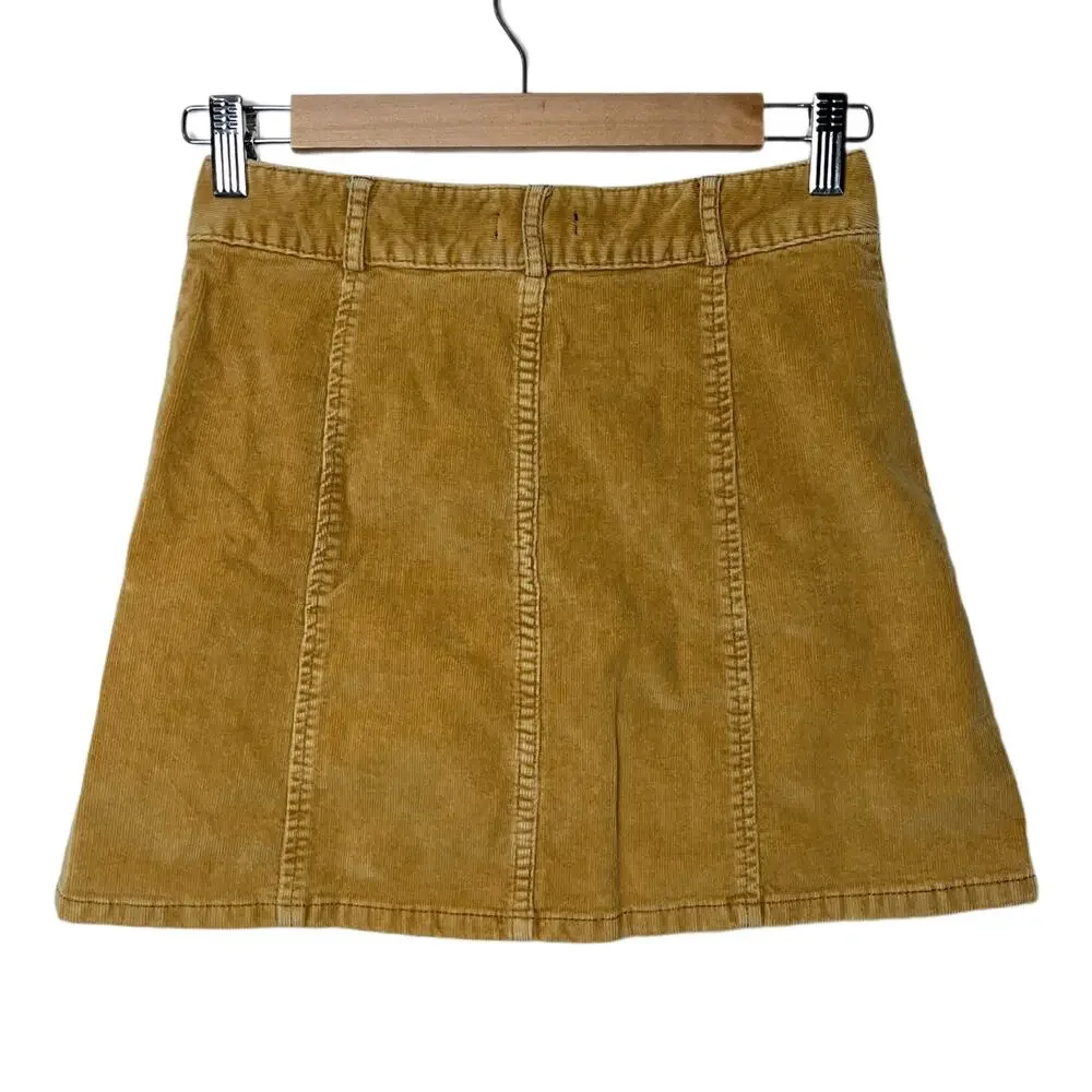BDG Corduroy skirt | Button Down Mini skirt women's size 2 Marigold dark mustard